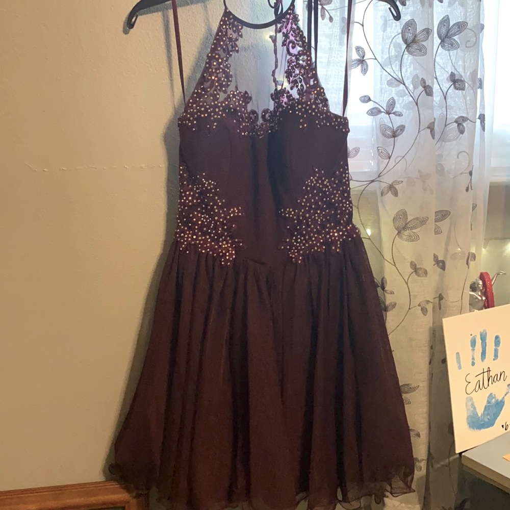 plum colored homecoming dress